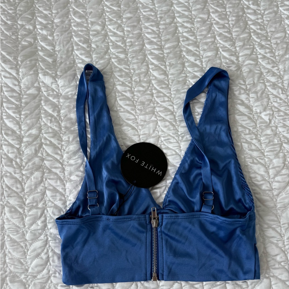 Blue Ribbed Crop Top - Picture 4 of 5